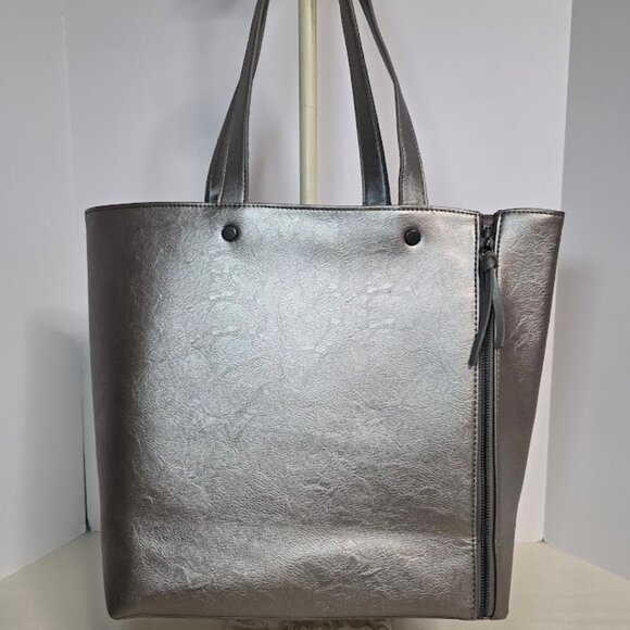 Neiman Marcus Metallic Gray Tote - Picture 1 of 10